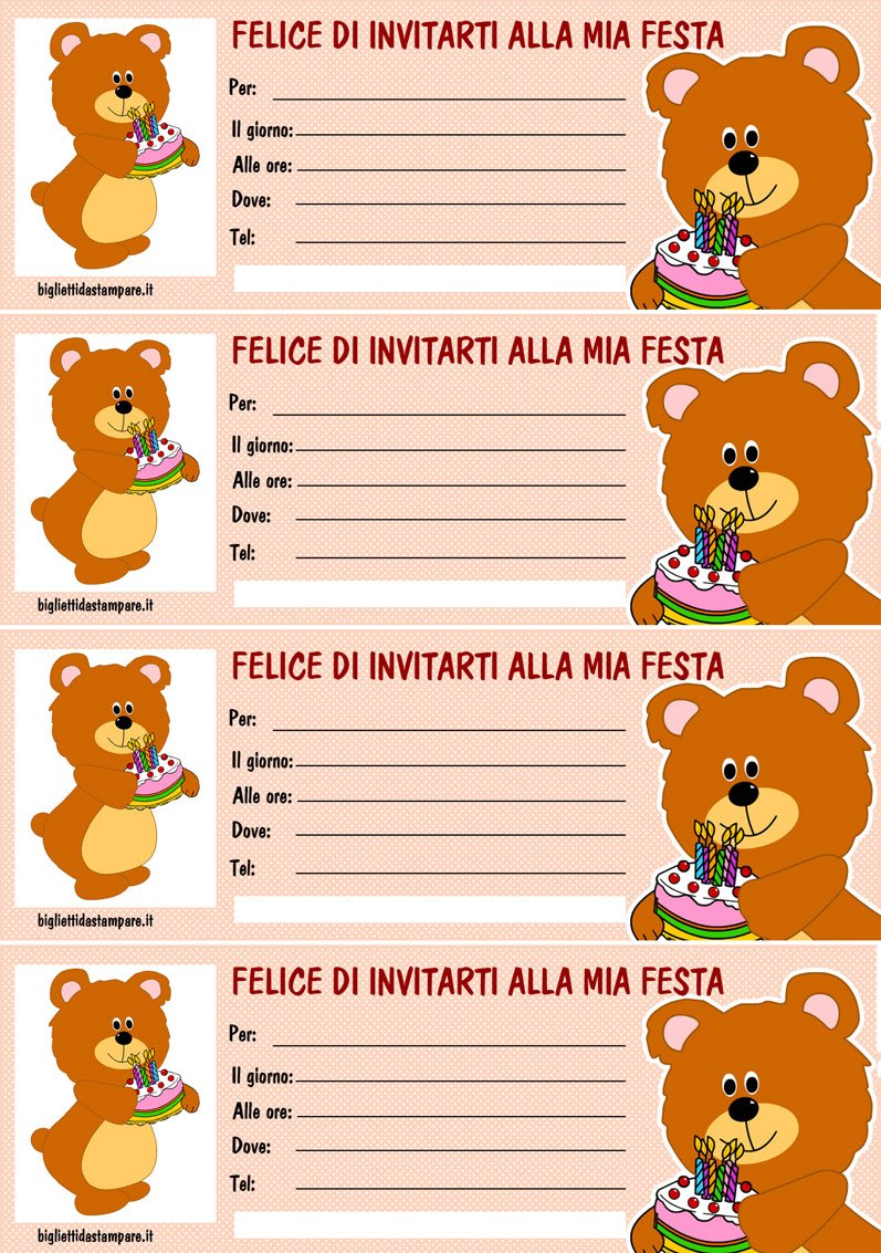 Biglietti di invito compleanno, gratis inviti festa