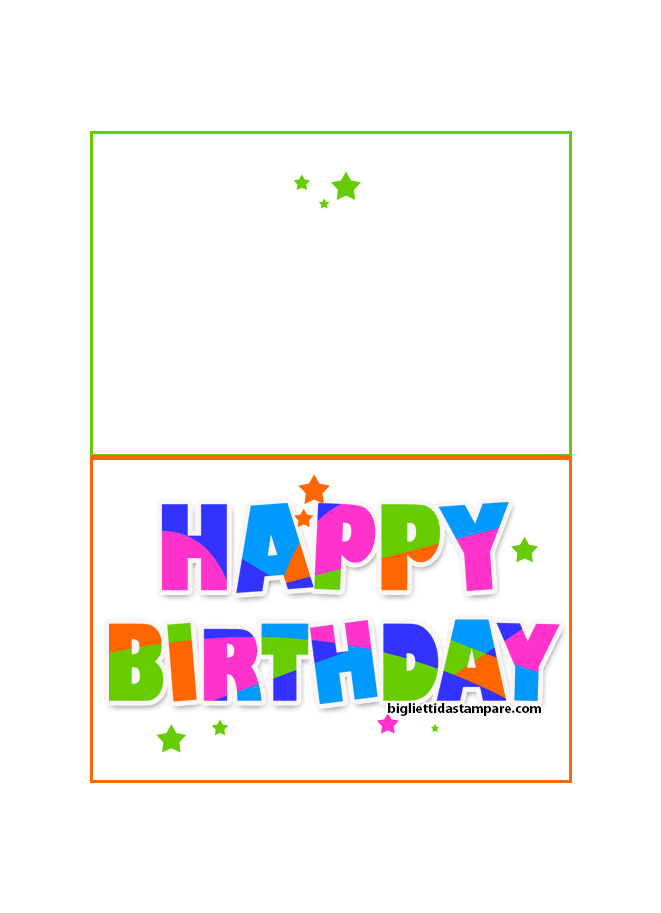 Biglietto auguri Happy Birthday originale colorato da stampare