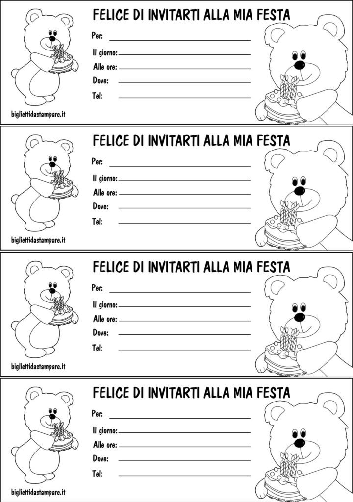 inviti compleanno orso