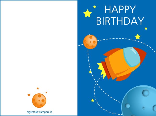 biglietto happy birthday spazio