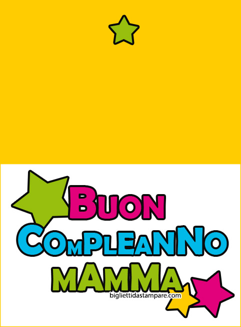 Biglietto auguri compleanno mamma con stelle a colori da stampare