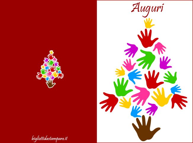 biglietto albero natale mani