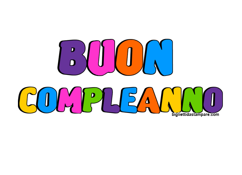 Scritta Buon Compleanno a colori da stampare