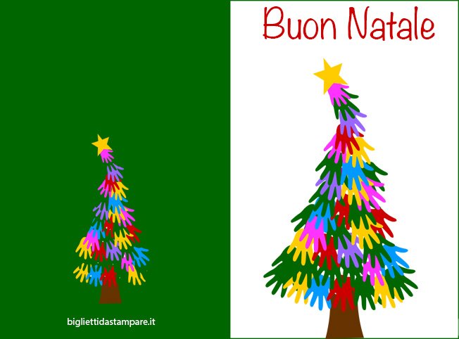 biglietto albero natale mani