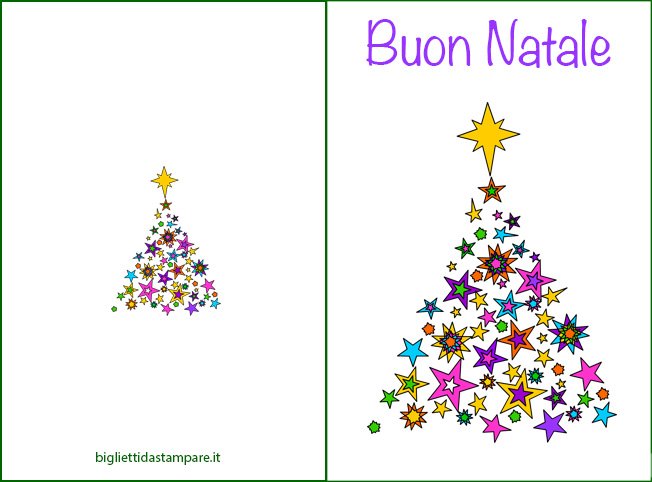 biglietto albero natale stelle