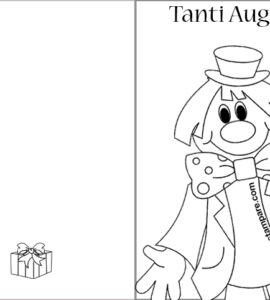 biglietto pagliaccio da colorare