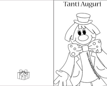 biglietto pagliaccio da colorare