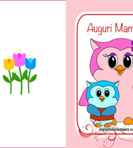 gufi biglietto festa mamma