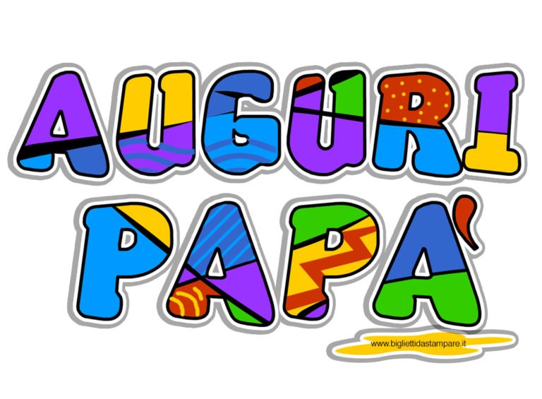 Biglietto con scritta colorata Auguri Papà Biglietti da stampare Biglietto con scritta colorata Auguri Papà Biglietti da stampare