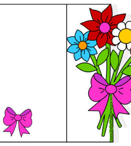 biglietto mazzo fiori fiocco rosa