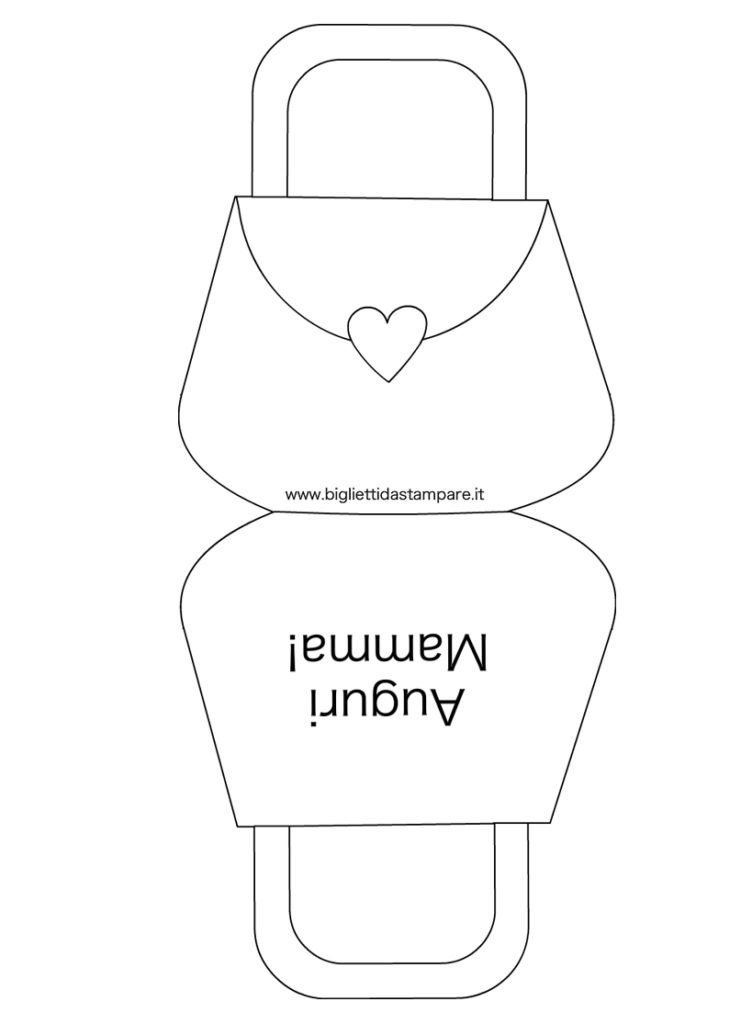 Biglietto borsetta da colorare 4 biglietti mamma borsa