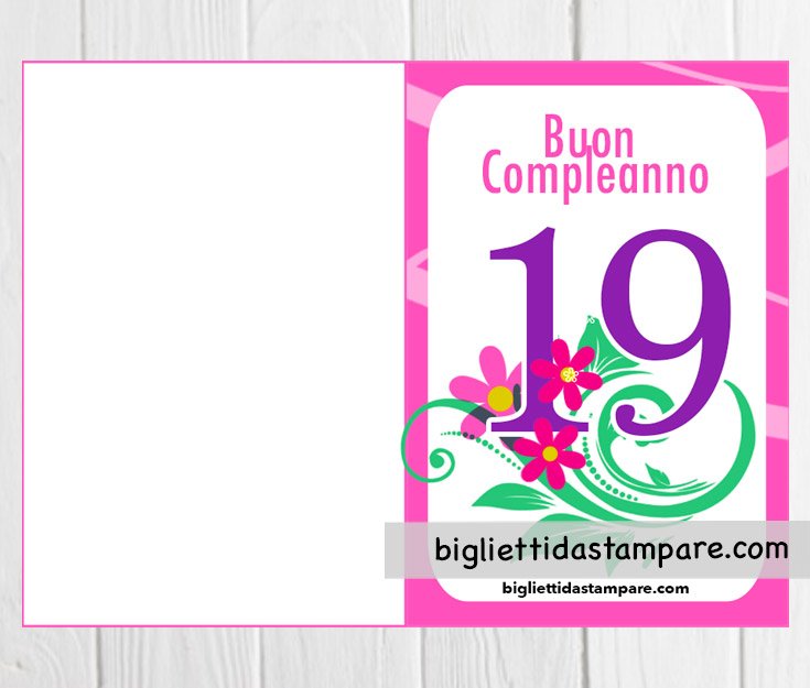 Biglietto di auguri per compleanno ragazza 1 compleanno 19 anni