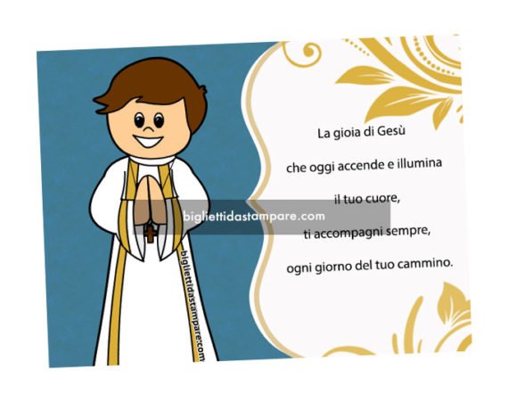 Phrase Da Dire Per Comunione In Diretta Comunione bambino Biglietto con frase - Biglietti da stampare