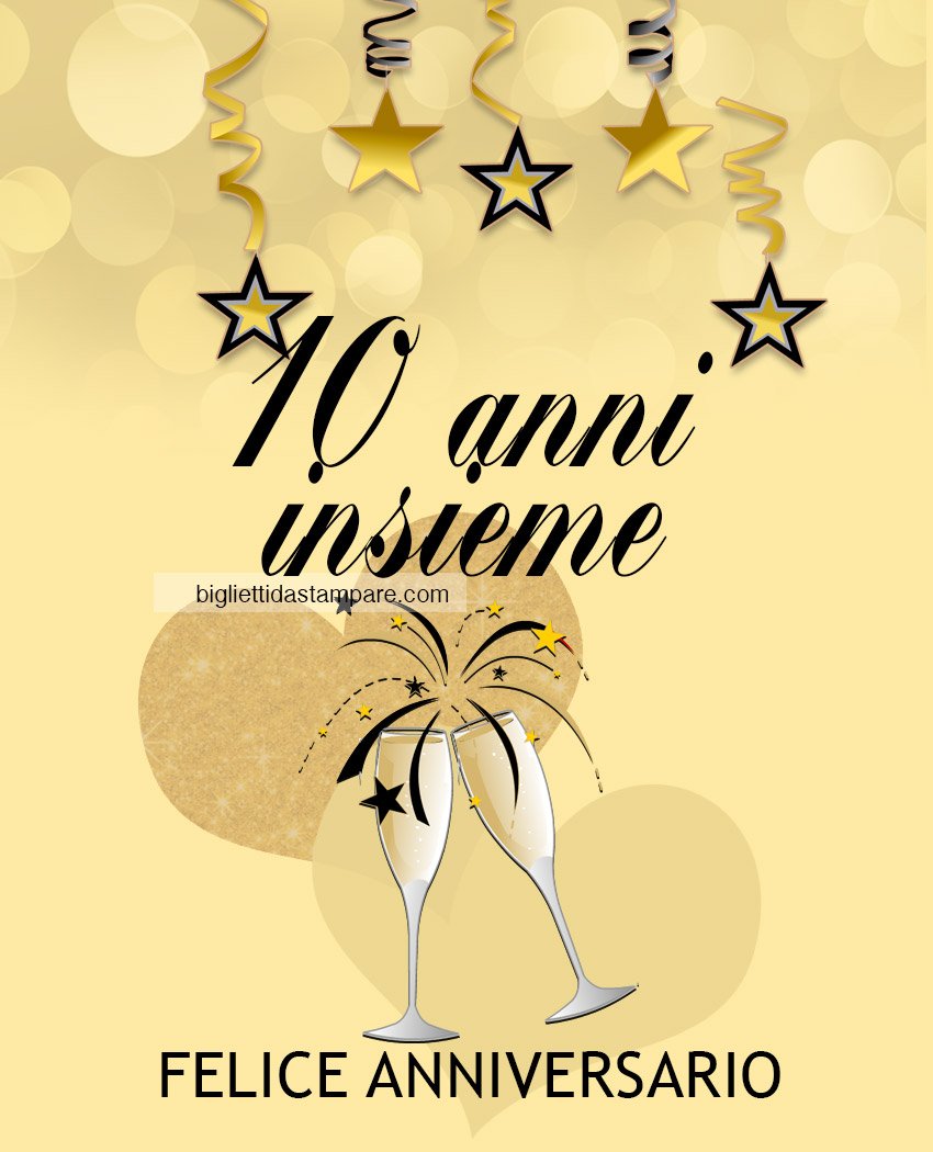 Buon 10 Anniversario Di Matrimonio Auguri 10 anni di matrimonio - Biglietti da stampare