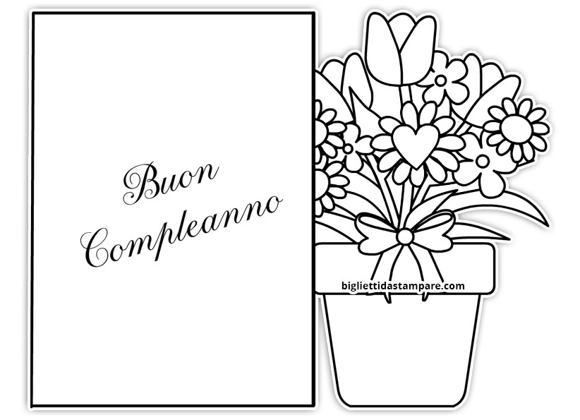 biglietto compleanno vaso fiori