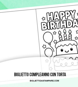 biglietto con torta da colorare