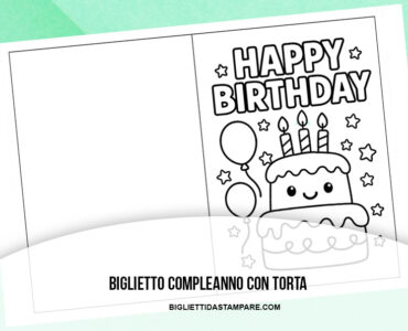 biglietto con torta da colorare
