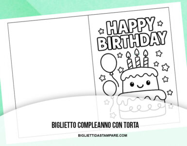 biglietto con torta da colorare