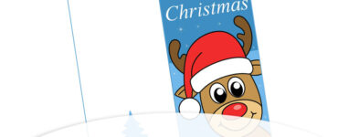 Biglietto di Natale con renna sorridente 40 renna sorridente