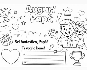 biglietto per papa da colorare