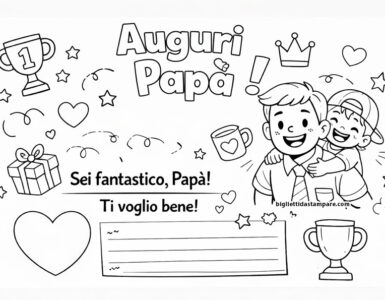 biglietto per papa da colorare