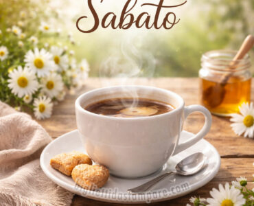 buon sabato con tazza di caffe