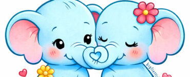 elefanti teneri con cuori