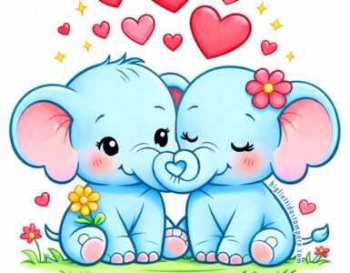 elefanti teneri con cuori